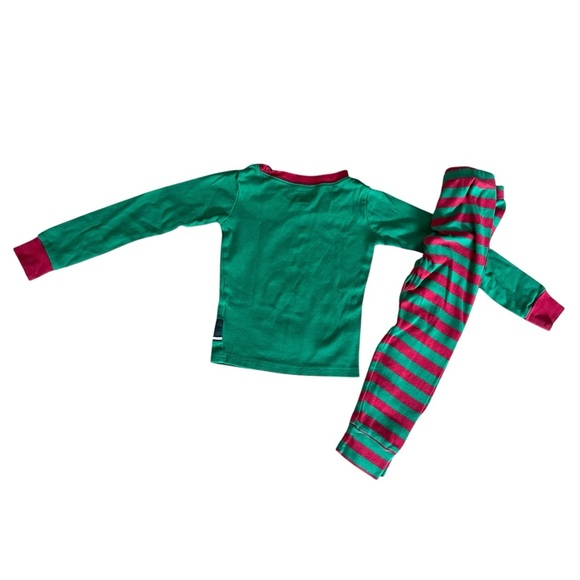 Festive Christmas Green and Red Elf Pajama two piece Set toddler size 4 unisex - Picture 8 of 8